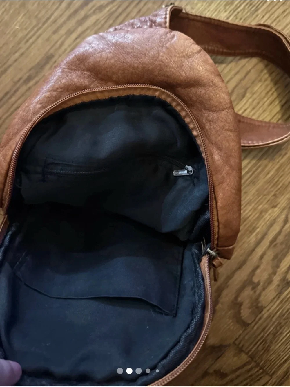Brown Leather Crossbody Sling Bag - Casual Everyday